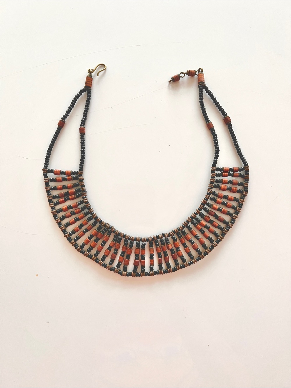 Handmade Black and Brown Beaded Statement Necklace